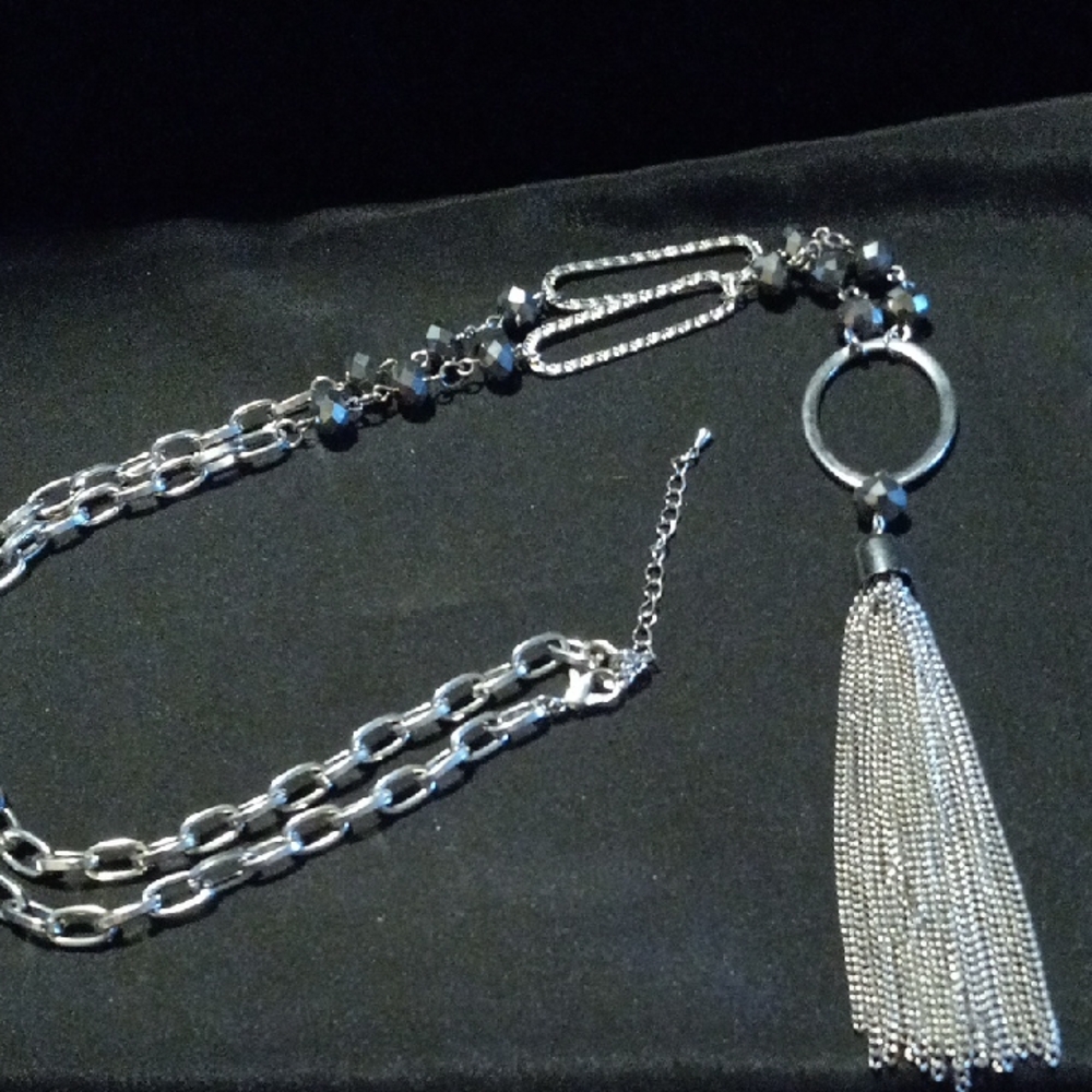 Elegant Silver Tassel Necklace